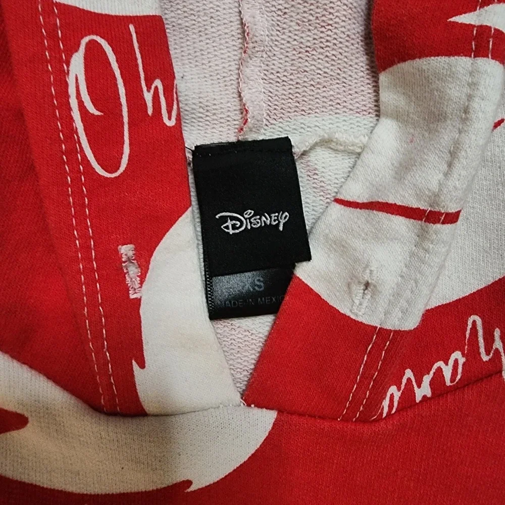 Disney Lilo Stitch Pullover Hoodie Sweater‎ Kids Sz XS Red White Leaf Pattern
